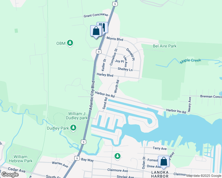 map of restaurants, bars, coffee shops, grocery stores, and more near 6 Key Largo Court in Berkeley Township