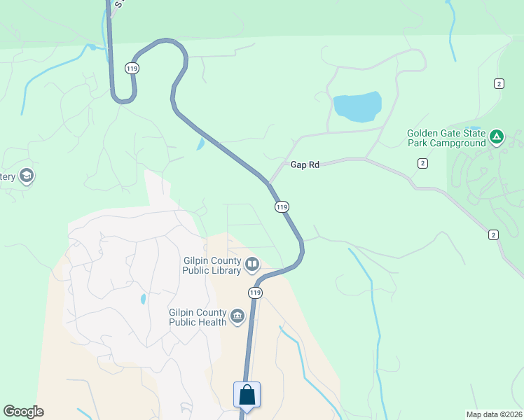 map of restaurants, bars, coffee shops, grocery stores, and more near 203 Long Trail Road in Black Hawk