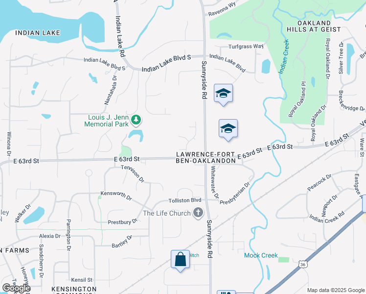 map of restaurants, bars, coffee shops, grocery stores, and more near 10825 Teeter Court in Indianapolis