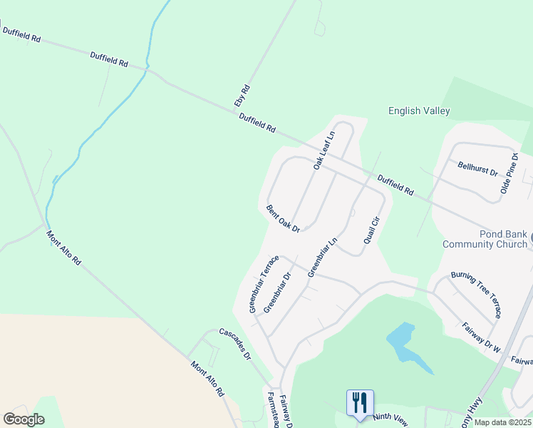 map of restaurants, bars, coffee shops, grocery stores, and more near 6590 Bent Oak Drive in Fayetteville