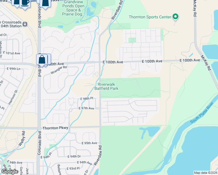 map of restaurants, bars, coffee shops, grocery stores, and more near 4981 East 97th Drive in Denver