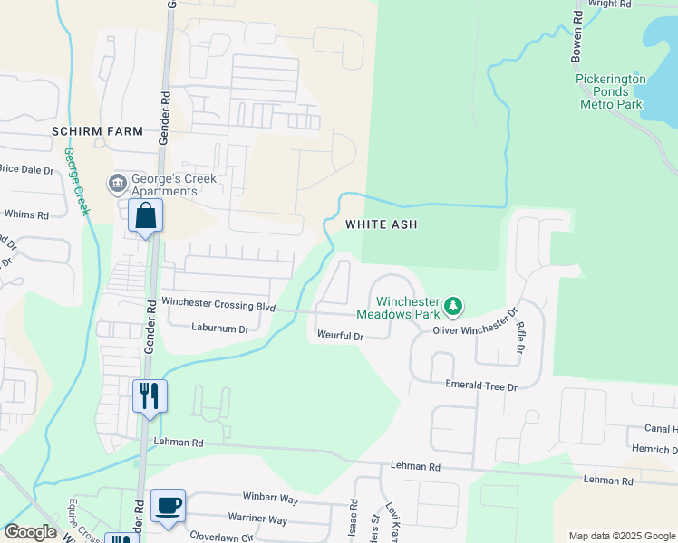 map of restaurants, bars, coffee shops, grocery stores, and more near 5199 Mantua Drive in Canal Winchester
