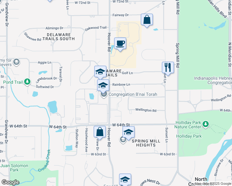map of restaurants, bars, coffee shops, grocery stores, and more near 814 Lincolnwood Lane in Indianapolis