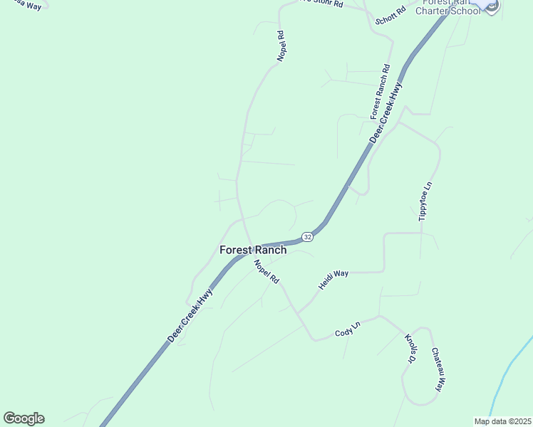 map of restaurants, bars, coffee shops, grocery stores, and more near 15382 Forest Ranch Way in Forest Ranch