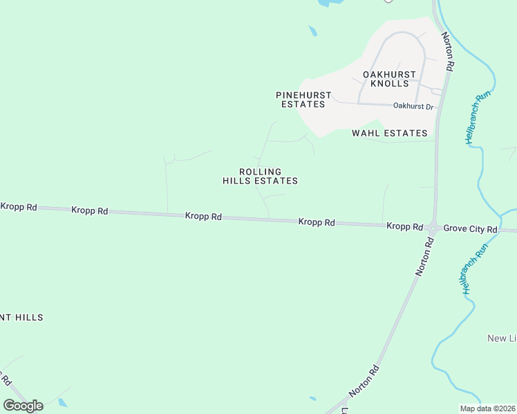 map of restaurants, bars, coffee shops, grocery stores, and more near 3555 Rolling Hills Lane in Grove City