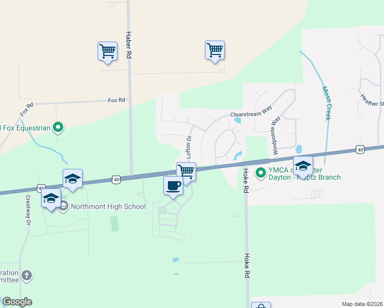 map of restaurants, bars, coffee shops, grocery stores, and more near 1009 Lofton Drive in Clayton