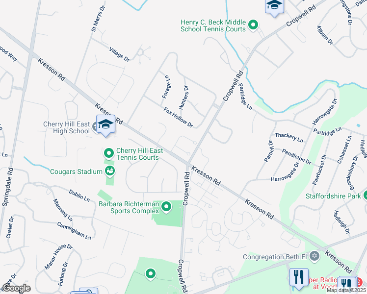 map of restaurants, bars, coffee shops, grocery stores, and more near 9 En Provence in Cherry Hill
