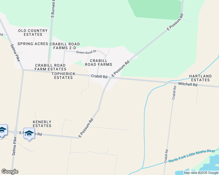 map of restaurants, bars, coffee shops, grocery stores, and more near 2447 East Possum Road in Springfield