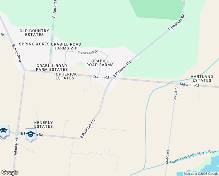 map of restaurants, bars, coffee shops, grocery stores, and more near 2440 East Possum Road in Springfield