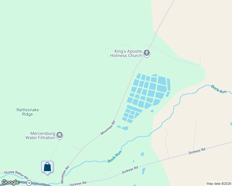 map of restaurants, bars, coffee shops, grocery stores, and more near 3061 Mountain Road in Mercersburg