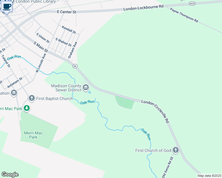 map of restaurants, bars, coffee shops, grocery stores, and more near 4131 Ohio 56 in London