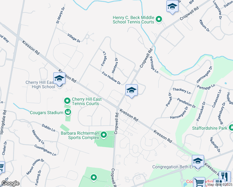 map of restaurants, bars, coffee shops, grocery stores, and more near 9 En Provence in Cherry Hill