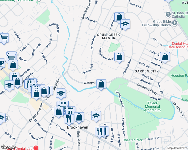 map of restaurants, bars, coffee shops, grocery stores, and more near 374 Saybrook Lane in Delaware County