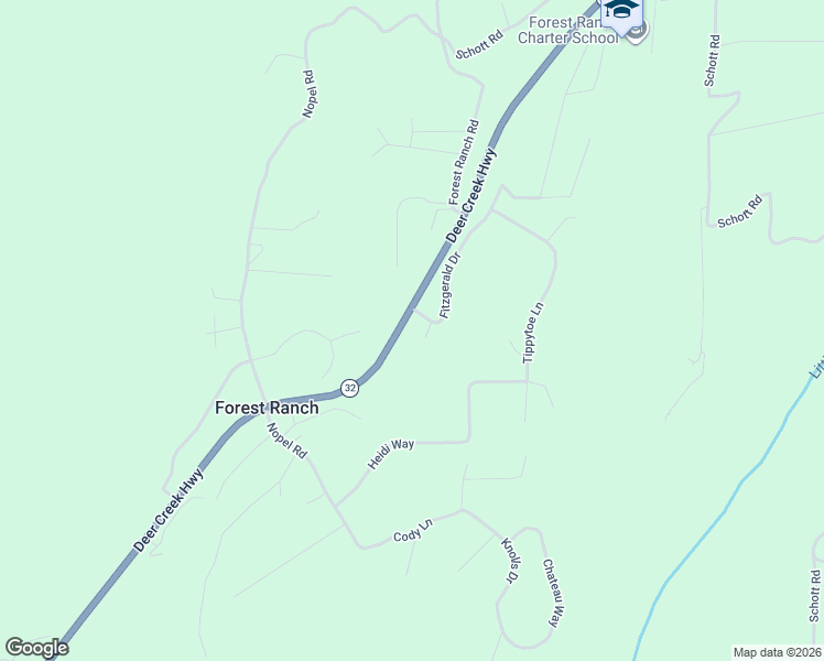 map of restaurants, bars, coffee shops, grocery stores, and more near 15614 Fitzgerald Drive in Forest Ranch