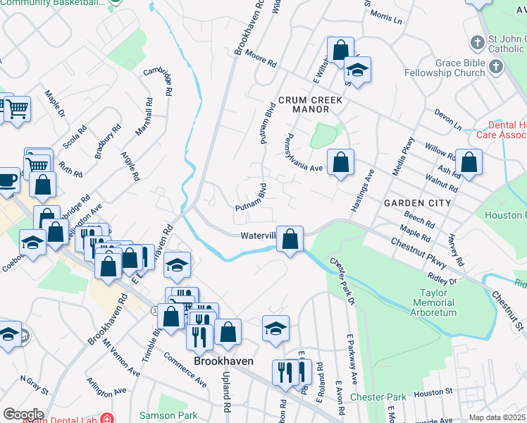 map of restaurants, bars, coffee shops, grocery stores, and more near 332 Saybrook Lane in Rose Valley