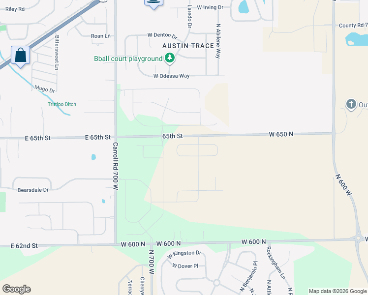 map of restaurants, bars, coffee shops, grocery stores, and more near 6579 West 650 North in McCordsville