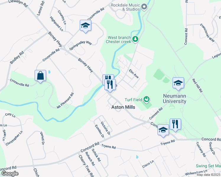 map of restaurants, bars, coffee shops, grocery stores, and more near 4080 Mount Road in Aston
