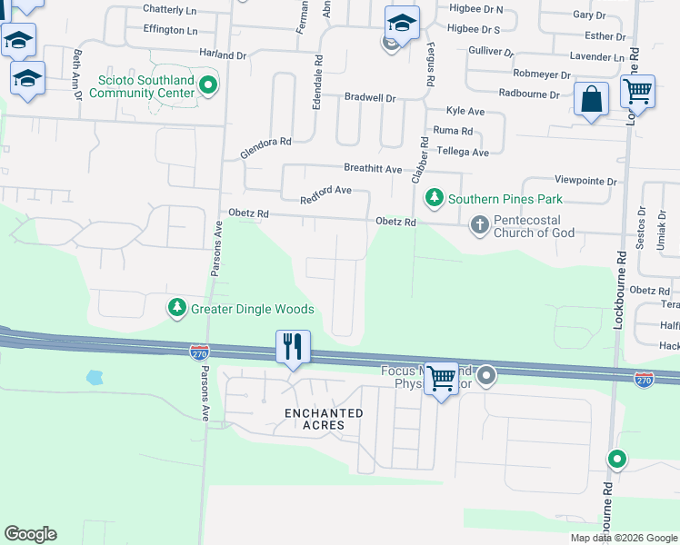 map of restaurants, bars, coffee shops, grocery stores, and more near 4271 Buck Creek Drive in Columbus