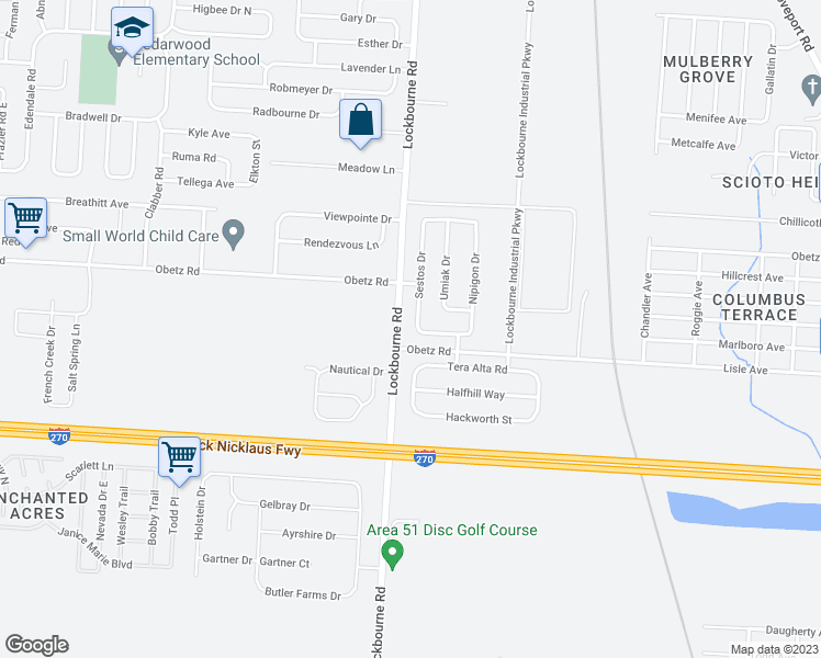 map of restaurants, bars, coffee shops, grocery stores, and more near 4331 Sestos Drive in Columbus