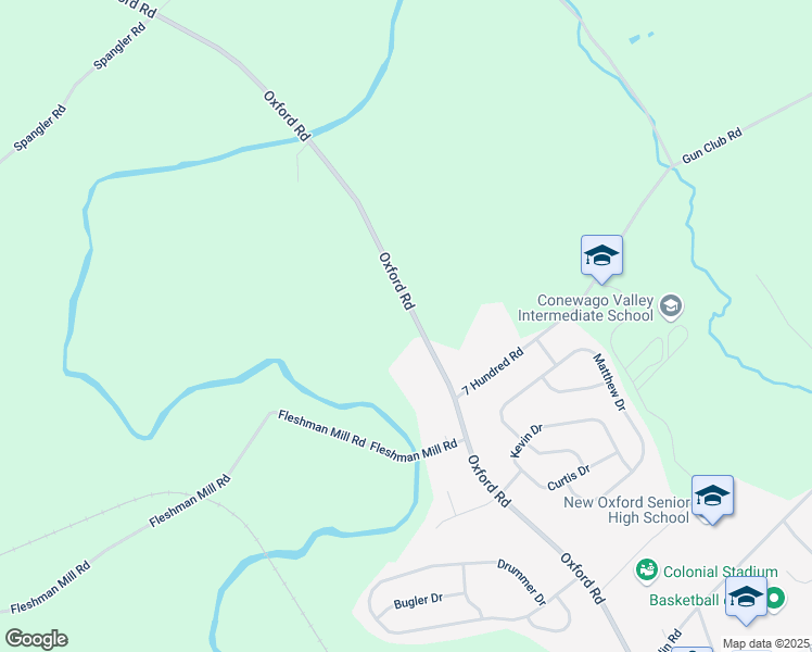 map of restaurants, bars, coffee shops, grocery stores, and more near 650 Oxford Road in New Oxford