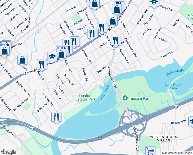 map of restaurants, bars, coffee shops, grocery stores, and more near 204 Madison Avenue in Prospect Park