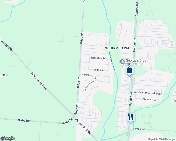 map of restaurants, bars, coffee shops, grocery stores, and more near 6342 Whims Road in Canal Winchester