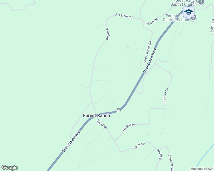 map of restaurants, bars, coffee shops, grocery stores, and more near 15414 English Lane in Forest Ranch