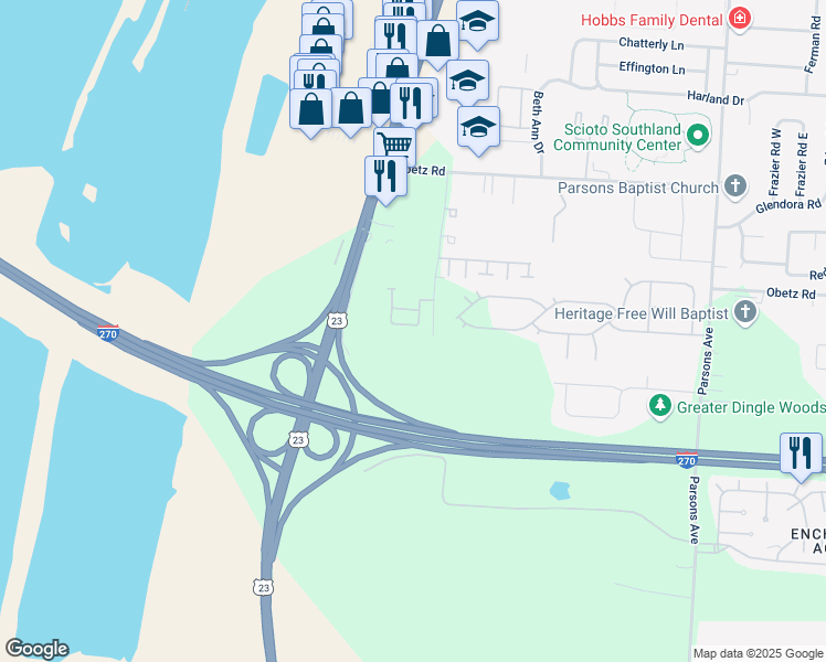 map of restaurants, bars, coffee shops, grocery stores, and more near 89 Kettle Way in Columbus