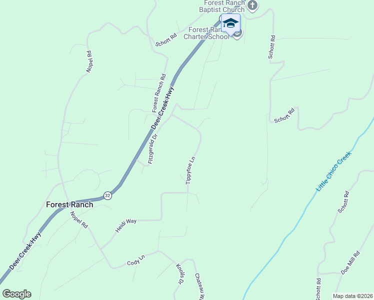 map of restaurants, bars, coffee shops, grocery stores, and more near 4892 Tippytoe Lane in Forest Ranch