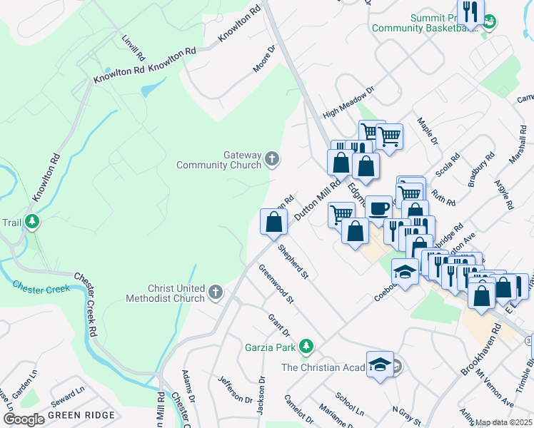 map of restaurants, bars, coffee shops, grocery stores, and more near 224 Harrison Road in Brookhaven