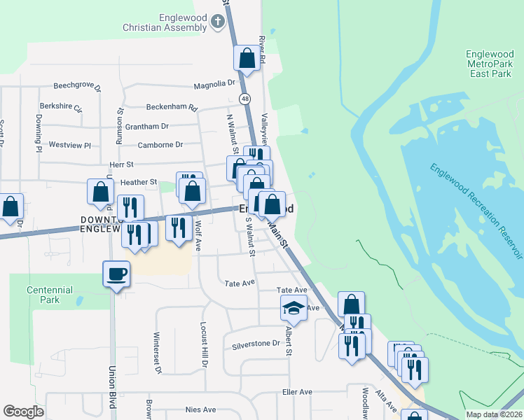 map of restaurants, bars, coffee shops, grocery stores, and more near 3 South Main Street in Potsdam