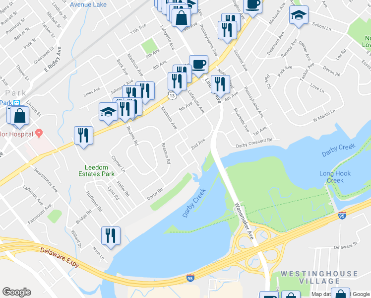 map of restaurants, bars, coffee shops, grocery stores, and more near 204 Madison Avenue in Prospect Park