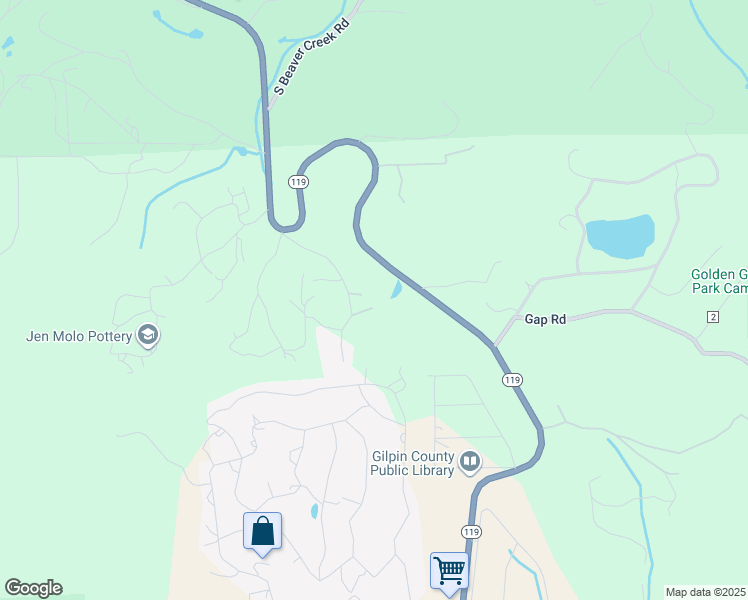 map of restaurants, bars, coffee shops, grocery stores, and more near 133 Service Berry Lane in Black Hawk