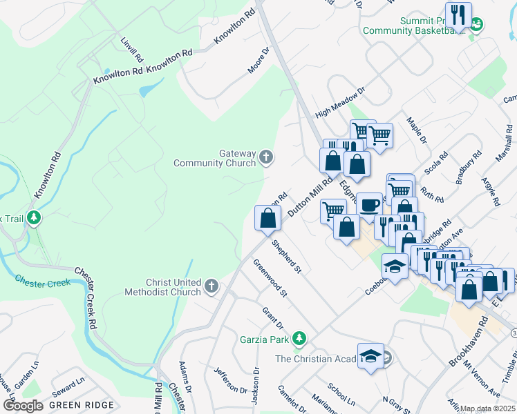 map of restaurants, bars, coffee shops, grocery stores, and more near 224 Harrison Road in Brookhaven
