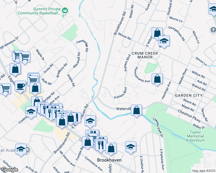 map of restaurants, bars, coffee shops, grocery stores, and more near 1167 Putnam Boulevard in Nether Providence Township