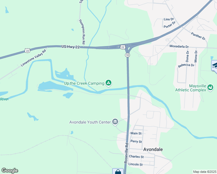 map of restaurants, bars, coffee shops, grocery stores, and more near 3765 Roseville Road in Zanesville