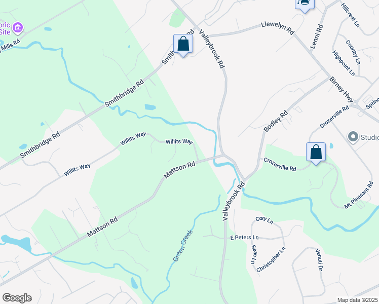 map of restaurants, bars, coffee shops, grocery stores, and more near 352 Willits Way in Garnet Valley