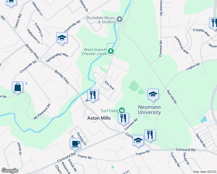 map of restaurants, bars, coffee shops, grocery stores, and more near 760 Chestnut Street in Aston