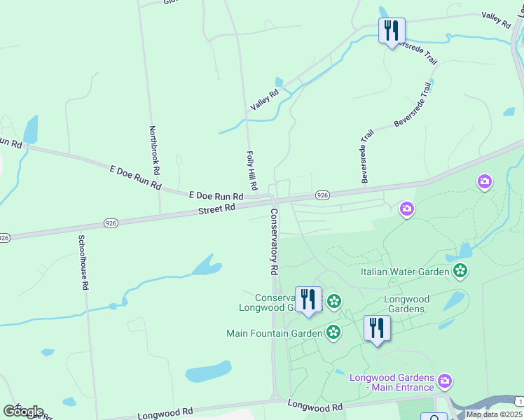 map of restaurants, bars, coffee shops, grocery stores, and more near 396 E Street Rd in Kennett Square