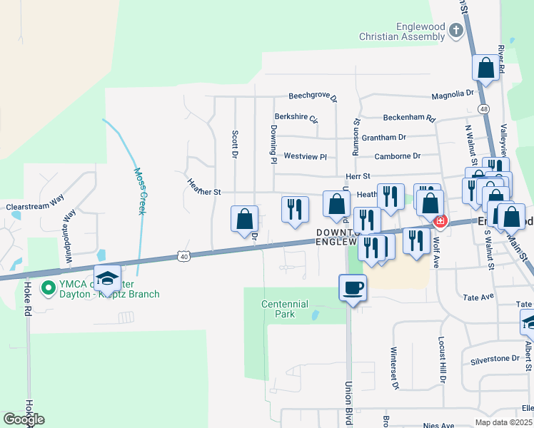 map of restaurants, bars, coffee shops, grocery stores, and more near 94 Chris Drive in Englewood