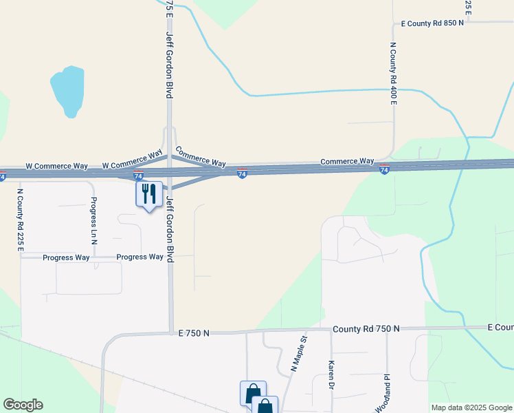 map of restaurants, bars, coffee shops, grocery stores, and more near 3243 Frontage Road in Pittsboro