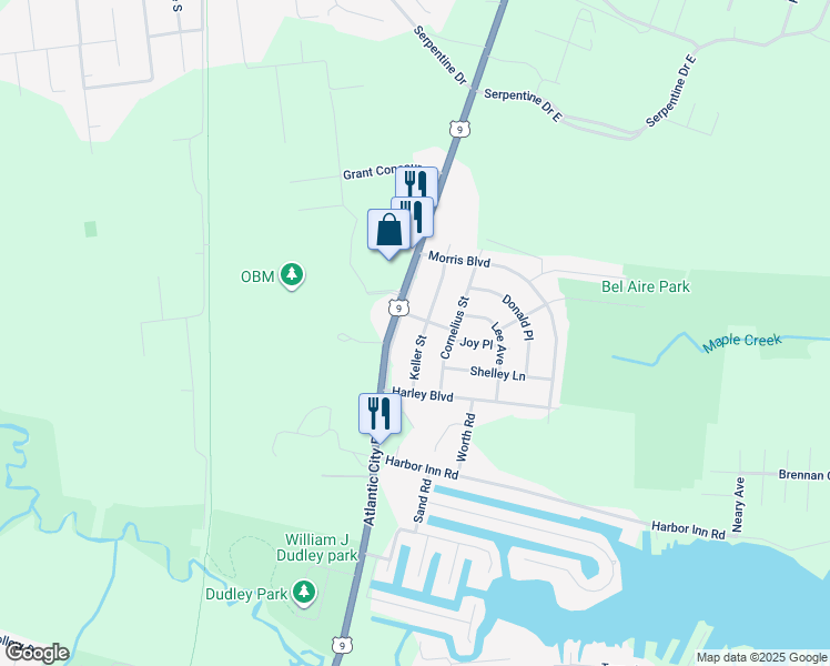 map of restaurants, bars, coffee shops, grocery stores, and more near 242 Keller Street in Berkeley Township
