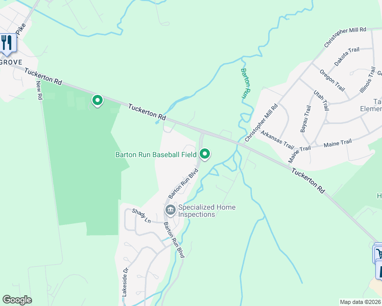 map of restaurants, bars, coffee shops, grocery stores, and more near 1 Alexandra Court in Evesham