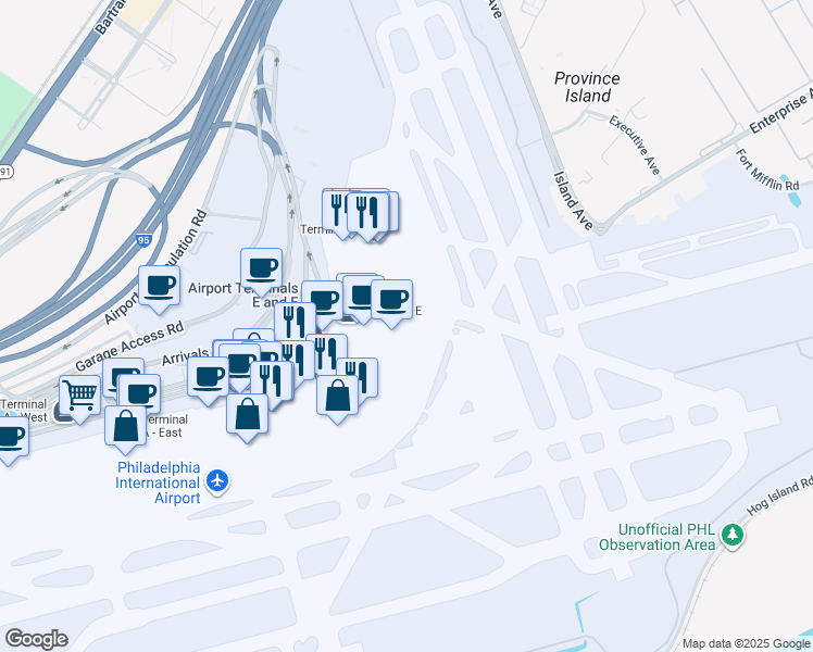 map of restaurants, bars, coffee shops, grocery stores, and more near in Philadelphia