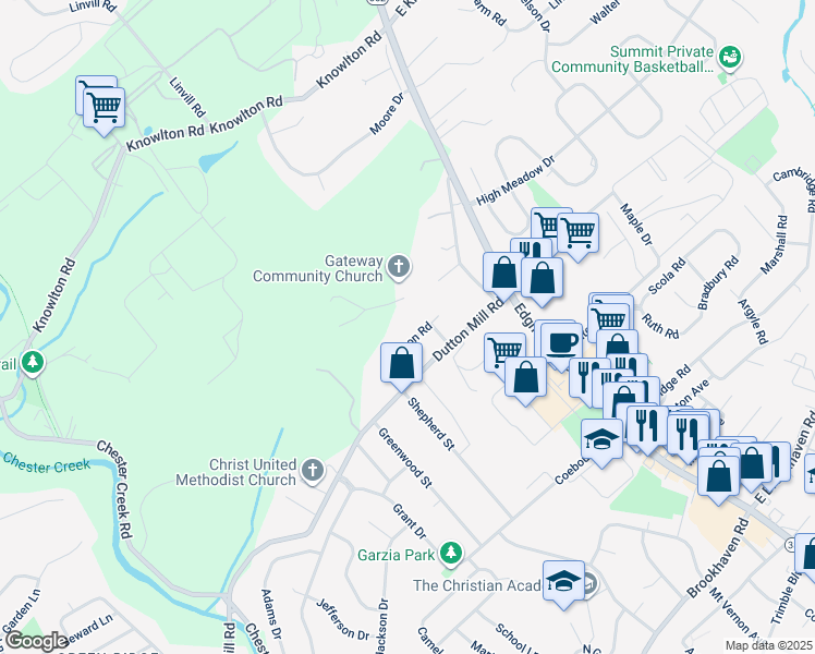 map of restaurants, bars, coffee shops, grocery stores, and more near 208 Harrison Road in Brookhaven