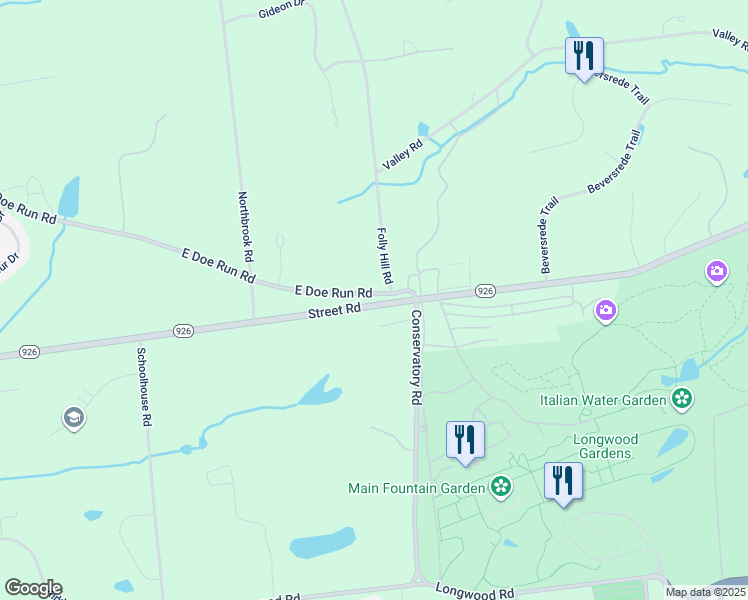 map of restaurants, bars, coffee shops, grocery stores, and more near 323 East Street Road in Kennett Square