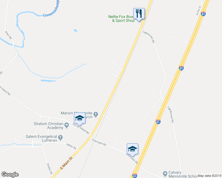 map of restaurants, bars, coffee shops, grocery stores, and more near 4095 Molly Pitcher Highway in Chambersburg