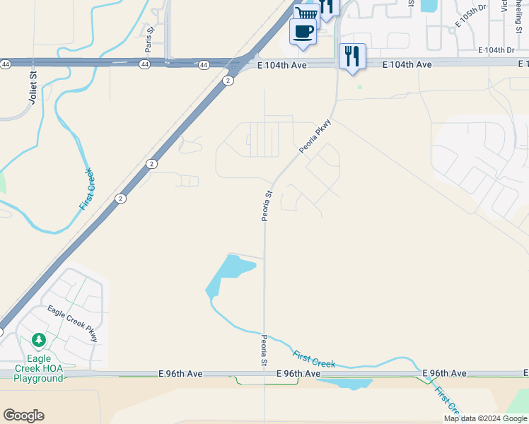 map of restaurants, bars, coffee shops, grocery stores, and more near 10018 Peoria Street in Commerce City