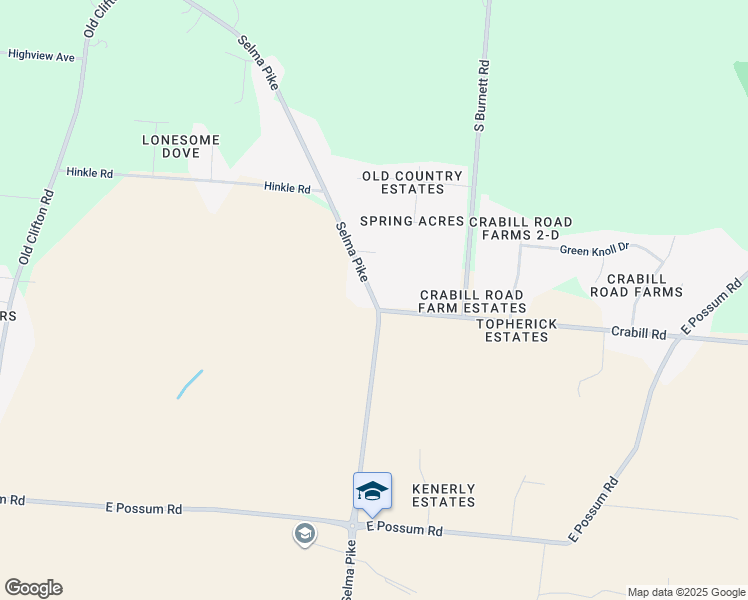 map of restaurants, bars, coffee shops, grocery stores, and more near 3080 Selma Road in Springfield