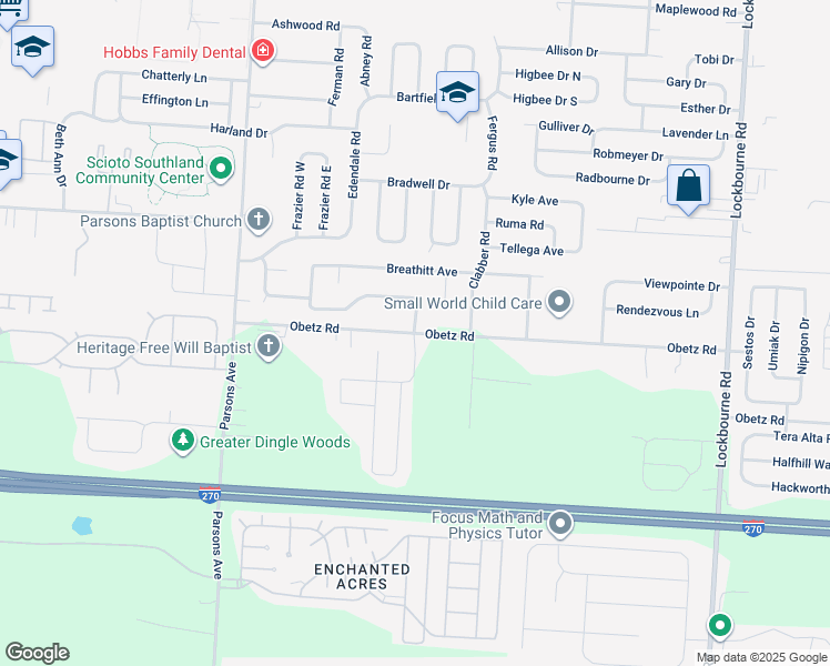 map of restaurants, bars, coffee shops, grocery stores, and more near 809 Obetz Road in Columbus